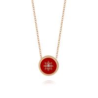 Collier de bijoux de titane, Acier titane, Plaqué de couleur d'or rose, pour femme & émail & avec strass, rouge Environ 17.71 pouce, Vendu par brin