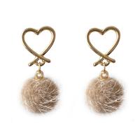 Fluffy Pom Pom Earrings, Zinc Alloy, plated, fashion jewelry, brown 