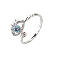 Messing Manschette Fingerring, mit Strass, Einstellbar & Modeschmuck, keine, verkauft von PC