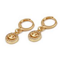 Huggie Hoop Drop Earring, Brass, with Cubic Zirconia, fashion jewelry, golden 