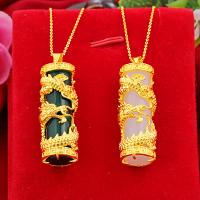 Brass Jewelry Pendants, with Hetian Jade, Dragon, plated, fashion jewelry & for woman 45*15mm 