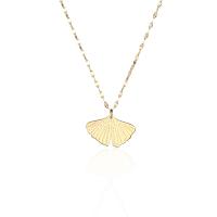 Collier de bijoux de titane, Acier titane, Ginkgo Feuille, Placage, bijoux de mode & pour femme, doré, 400+50*10*18mm, Vendu par PC