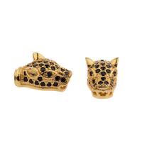 Cubic Zirconia Micro Pave Brass Beads, Leopard, plated, micro pave cubic zirconia 