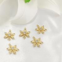 Cubic Zirconia Micro Pave Brass Pendant, Snowflake, gold color plated, micro pave cubic zirconia 