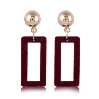 Wood Earring, with Flocking Fabric & Zinc Alloy, for woman nickel, lead & cadmium free 