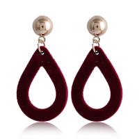 Wood Earring, with Flocking Fabric & Zinc Alloy, for woman nickel, lead & cadmium free 