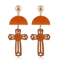 Wood Earring, with Zinc Alloy, for woman nickel, lead & cadmium free 