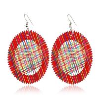 Wood Earring, with Zinc Alloy, for woman, red, nickel, lead & cadmium free 