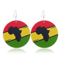 Wood Earring, with Zinc Alloy, for woman, multi-colored, nickel, lead & cadmium free 