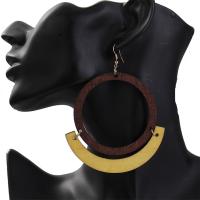 Wood Earring, with Zinc Alloy, for woman nickel, lead & cadmium free 