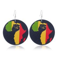 Wood Earring, with Zinc Alloy, for woman, multi-colored, nickel, lead & cadmium free 