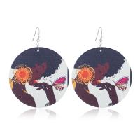 Wood Earring, with Zinc Alloy, for woman, multi-colored, nickel, lead & cadmium free 