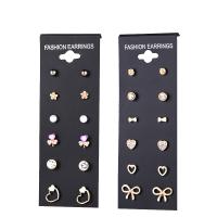 aleación de zinc Stud aretes, Pendiente de stud, 6 piezas & Joyería & diferentes estilos para la opción, más colores para la opción, Vendido por Set