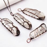 Natural Quartz Pendants, Clear Quartz, irregular, plated, DIY, white, 30-60*10-15mm 