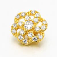 Cubic Zirconia Micro Pave Brass Pendant, Flower, plated, micro pave cubic zirconia Approx 1.4mm 