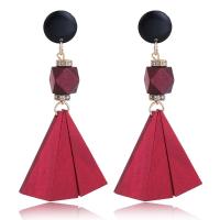 Wood Earring, Zinc Alloy, with Wood, plated, for woman 