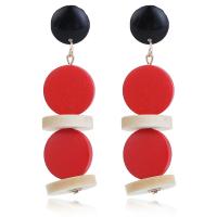 Wood Earring, Zinc Alloy, with Wood, plated, for woman 