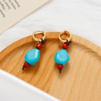 Turquoise Zinc Alloy Earring, with turquoise, fashion jewelry & Unisex 