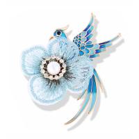 Zinc Alloy Jewelry Brooch, with Cloth, plated, for woman & with rhinestone 