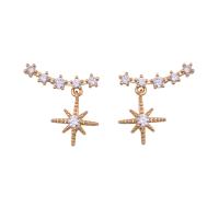 Cubic Zirconia Micro Pave Brass Earring, gold color plated & micro pave cubic zirconia & for woman 