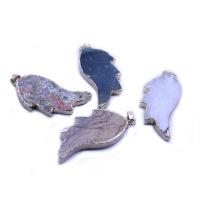 Gemstone Jewelry Pendant, Natural Stone, with Zinc Alloy, Leaf, gold color plated, for woman, Random Color 