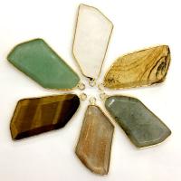 Gemstone Jewelry Pendant, Natural Stone, with Zinc Alloy, Unisex Random Color 40-44mm 