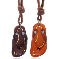 PU Leather Cord Necklace, Zinc Alloy, with PU Leather, Slipper, fashion jewelry & Unisex 74CM,0.4cm,6.5cm,3cm 