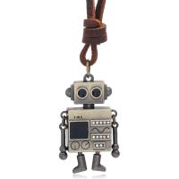 PU Leather Cord Necklace, Zinc Alloy, with PU Leather, Robot, fashion jewelry & Unisex, 74cm,0.4cm,5cm,3.2cm 