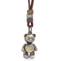 PU Leather Cord Necklace, Zinc Alloy, with PU Leather, Bear, fashion jewelry & Unisex, 84cm,0.4cm,4.5cm,2.5cm 