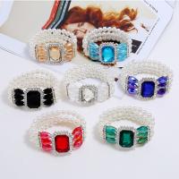 Bracelets de perles en plastique, perle de plastique, avec alliage de zinc, Placage, pour femme & avec strass, plus de couleurs à choisir, 36mm, Diamètre inté Environ 160mm, Vendu par PC