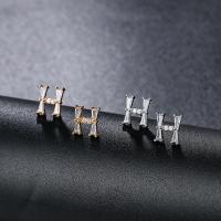 Messing Ohrstecker, mit kubischer Zirkonia, Modeschmuck, keine, verkauft von Paar