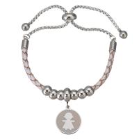 Edelstahl Charm Armband, 316 Edelstahl, mit PU Leder, einstellbar & für Frau, 14x16mm,6mm,3mm, Länge:ca. 9 ZollInch, 50SträngeStrang/Tasche, verkauft von Tasche