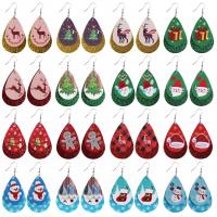 Pendientes de Navidad, Cuero de PU, con aleación de zinc, para mujer, más colores para la opción, 36x55mm, 10parespareja/Grupo, Vendido por Grupo