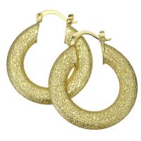 Brass Hoop Earring, Donut, gold color plated, for woman 