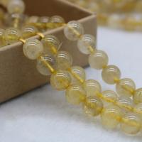 Perles Quartz rutile, Rond, poli, DIY & normes différentes pour le choix, Or, Vendu par brin