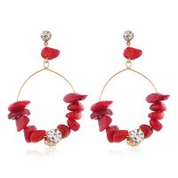 Zinc Alloy Earring, with Natural Gravel, plated, fashion jewelry & for woman 