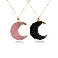 Resin Zinc Alloy Necklace, with Resin, Moon, plated, fashion jewelry & for woman 35mm 