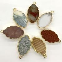 Gemstone Jewelry Pendant, Natural Stone, with Zinc Alloy, gold color plated, Unisex Random Color 