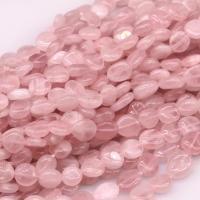 Natural Rose Quartz Beads, Flat Oval, polished, DIY 