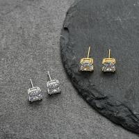 Messing Ohrstecker, mit kubischer Zirkonia, Modeschmuck & unisex, keine, 6mm, verkauft von Paar