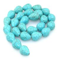 Synthetic Turquoise Beads, Teardrop, polished, DIY dark green 