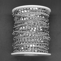 Stainless Steel Oval Chain, 304 Stainless Steel, with plastic spool, silver color plated, DIY & twist oval chain Approx 