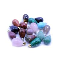 Natural Stone Perfume Bottle Pendant, Teardrop, DIY, mixed colors 