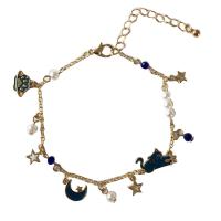 Pulsera del esmalte de la aleación de zinc, con Perlas plásticas, chapado, para mujer, más colores para la opción, longitud:7.28 Inch, Vendido por Sarta