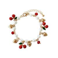 Bracelets de perles en plastique, perle de plastique, Placage de couleur d'or, pour femme, blanc .25 pouce, Vendu par brin