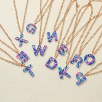 Resin Zinc Alloy Necklace, with Resin, Alphabet Letter, plated, fashion jewelry & for woman 