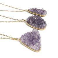 Pendentif Améthyste Février Birthstone, avec laiton, Irrégulière, poli, DIY & différents matériaux pour le choix, violet, 20-40mm, Vendu par PC