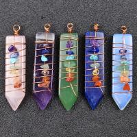 Gemstone Pendantifs en laiton, Pierre naturelle, avec laiton, poli, DIY, plus de couleurs à choisir, 48-52mm, Vendu par PC