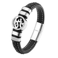 316L Stainless Steel Bracelet, with Faux Leather, plated & for man 