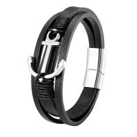 316L Stainless Steel Bracelet, with Leather, plated & for man 